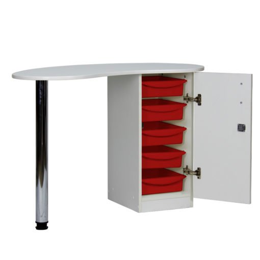 mesa de manicura estetica katrin blanco y rojo