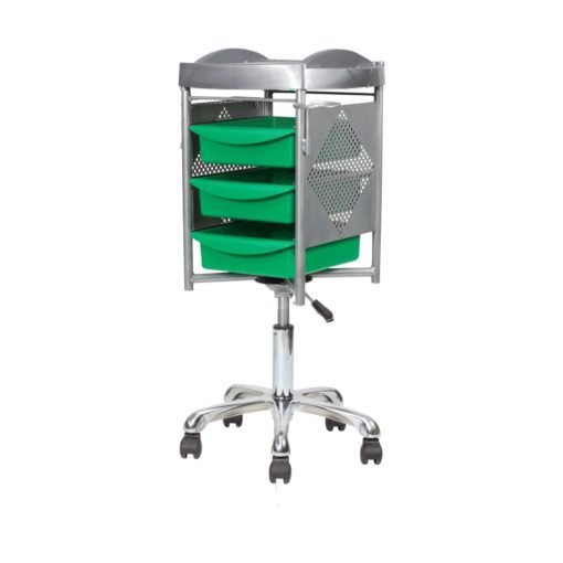 Tulipán carrito de peluquería verde plata cromado